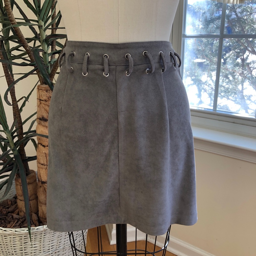 LF faux suede lace up skirt